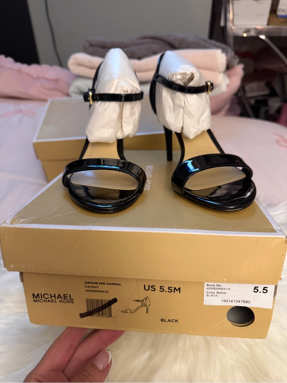 Michael Kors Black Patent Leather Stiletto Sandals